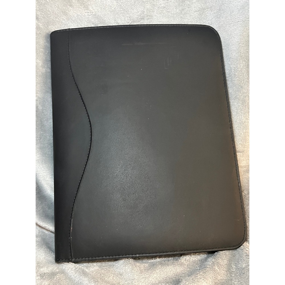 Black Zippered Padfolio Portfolio Organizer Notepad Business Card Holder